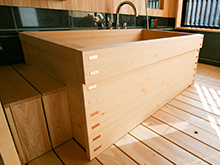 Box style wooden bath or Hinoki bath