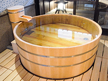 Barrel style wooden bath or Hinoki bath