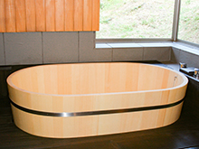 Ovular wooden bath or Hinoki bath