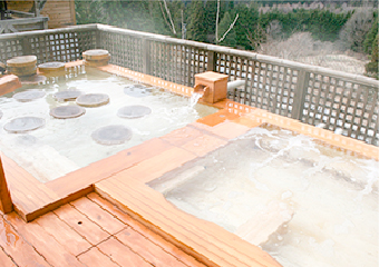 Commercial-use wooden baths.