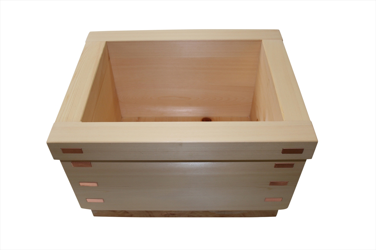 檜(ひのき)箱型足湯桶（節有） ASH47H | 寿司桶（すし桶）、おひつ、檜風呂(ヒノキ風呂)の製造販売は木曽の志水木材